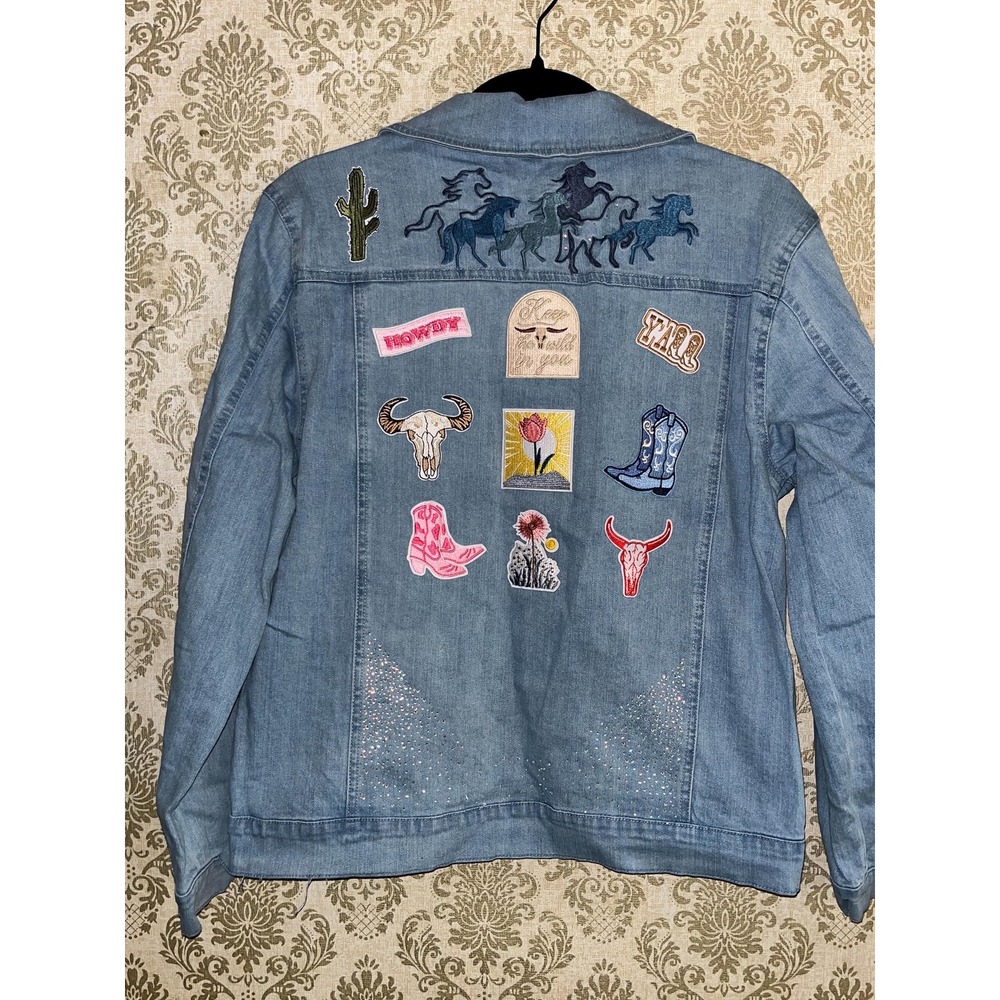 DreamWorks Spirit Horse Stallion Junior's Denim Jean Jacket Upcycled OOAK Sz. XL